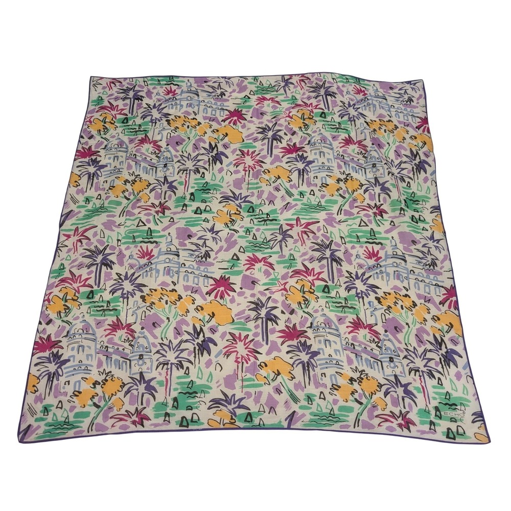 Echo Scarf Tropical Print Women's Accessory‎ 30" Square Multicolor Art-to-Wear